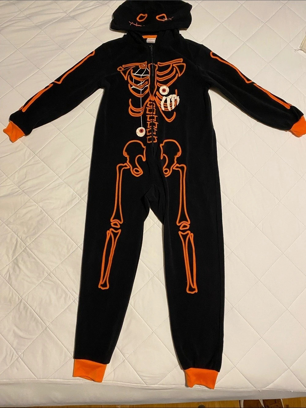 Cat & Jack Boys' Halloween Skeleton Union Suit Black & Orange 6/7